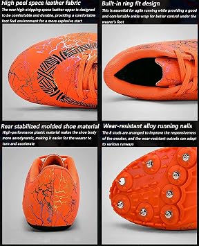 Track and Field Spike Shoes Running Sprint Shoes Lace Up Non Slip Track and Field Shoes Breathable Lightweight Professional Athletic Shoes for Men and Women