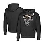 Ultra Game Men\'s NBA Official Primo Metallic Fleece Hoodie Sweatshirt, Miami Heat, Black, Medium