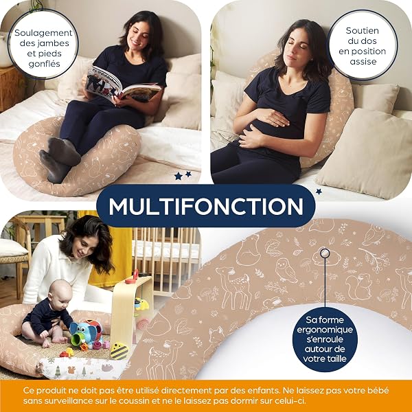 Niimo Coussin de Grossesse et d'allaitement XXL - Housse de Coussin Maternité 100% Coton, Distingué par Deux Prix en 2022, Lavable, Coussin d'allaitement - 4
