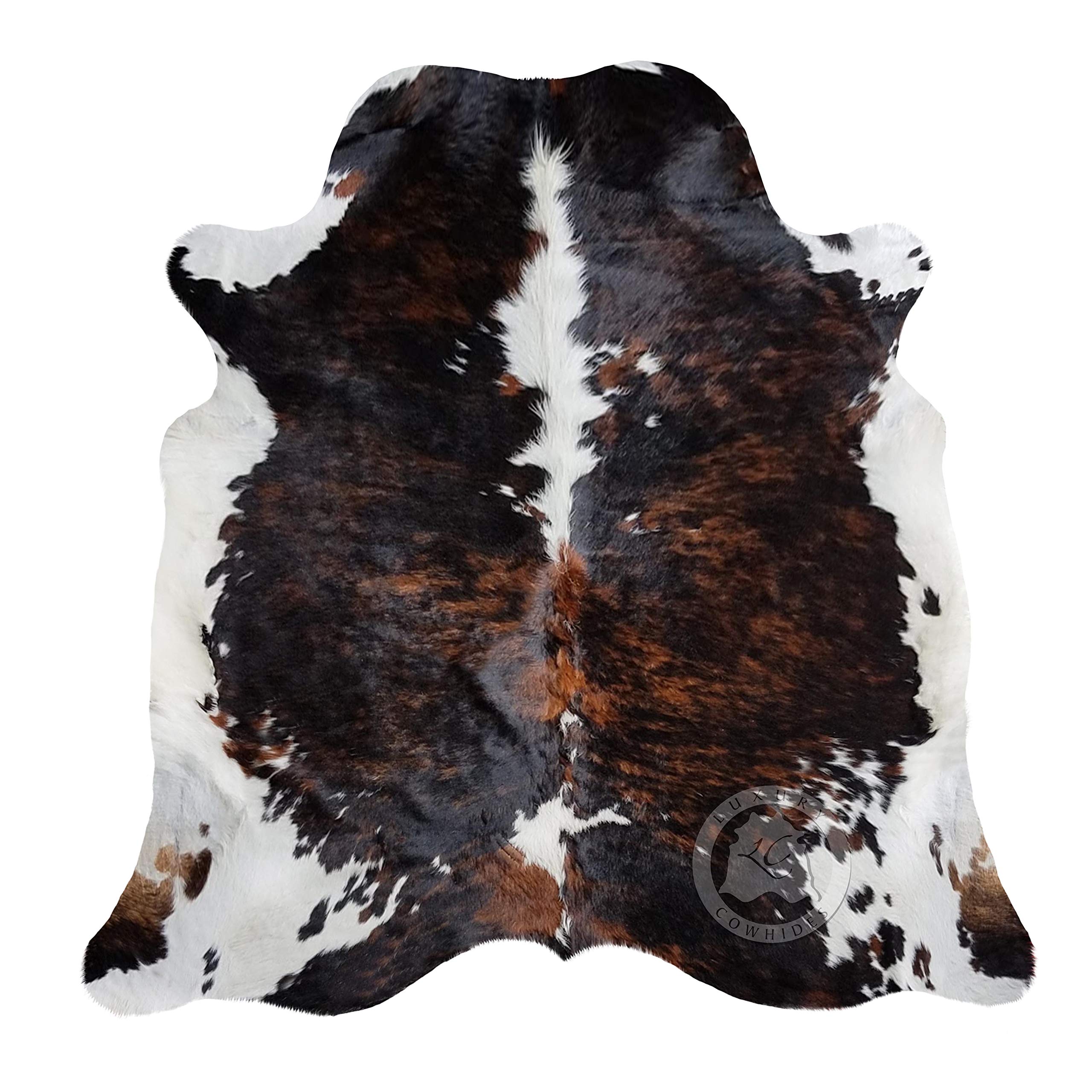 Sunshine CowhidesBrindle Dark Tricolor Cowhide Rug Large Approx 5ft x 6-6.5ft 150cm x 200cm from Luxury