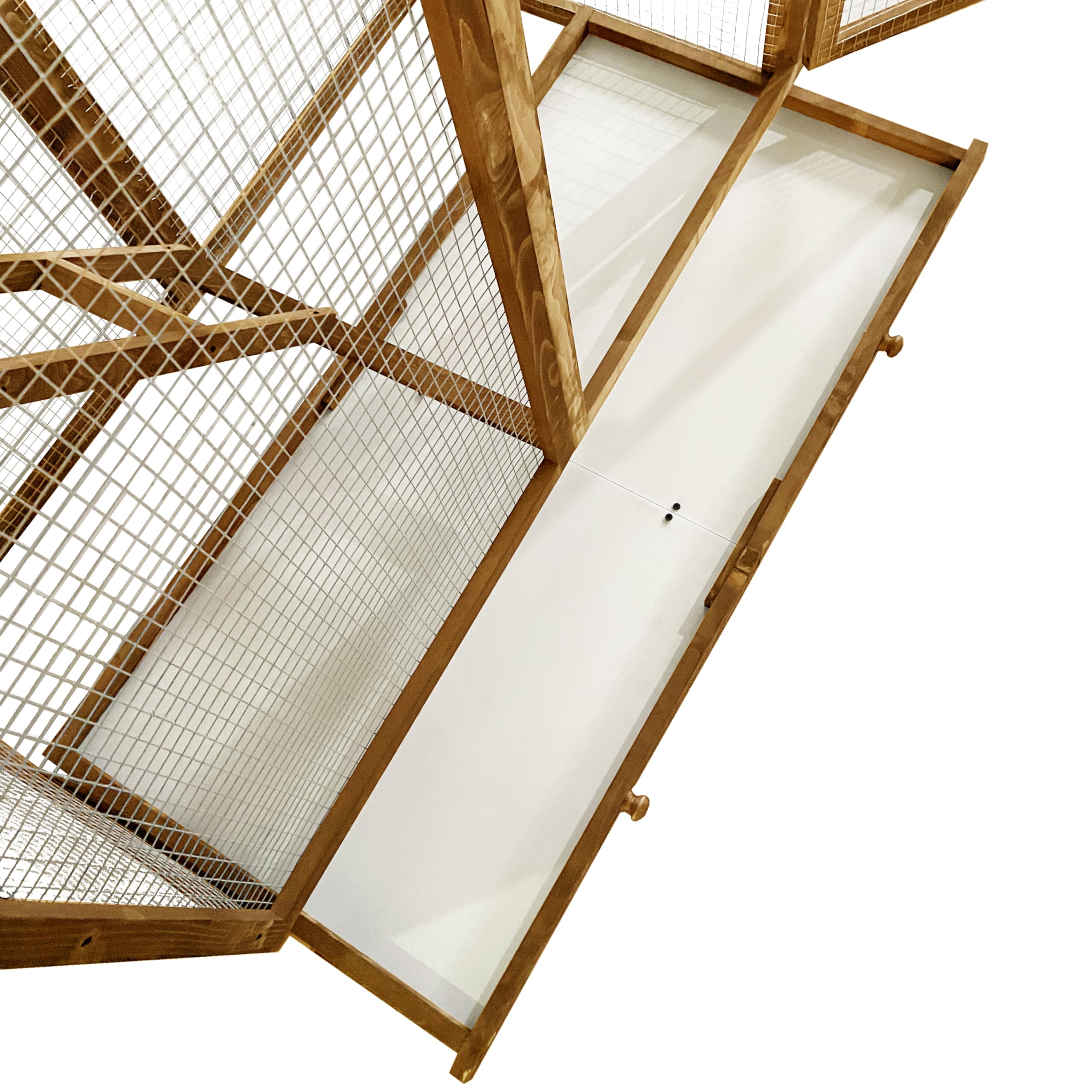 Voliera in legno di abete impregnato, 115 x 58 x 164 cm, colore: marrone/grigio - Gabbia per uccelli con cassetto estraibile - gabbia per uccelli - gabbia per pappagalli - Gabbia per