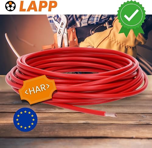 5 m Lapp 4520046 H07V-K 16.0 mm² Red I Wiring Cable I Flexible Flexible PVC Single Core I Stranded 16 mm2 I Wiring - 5
