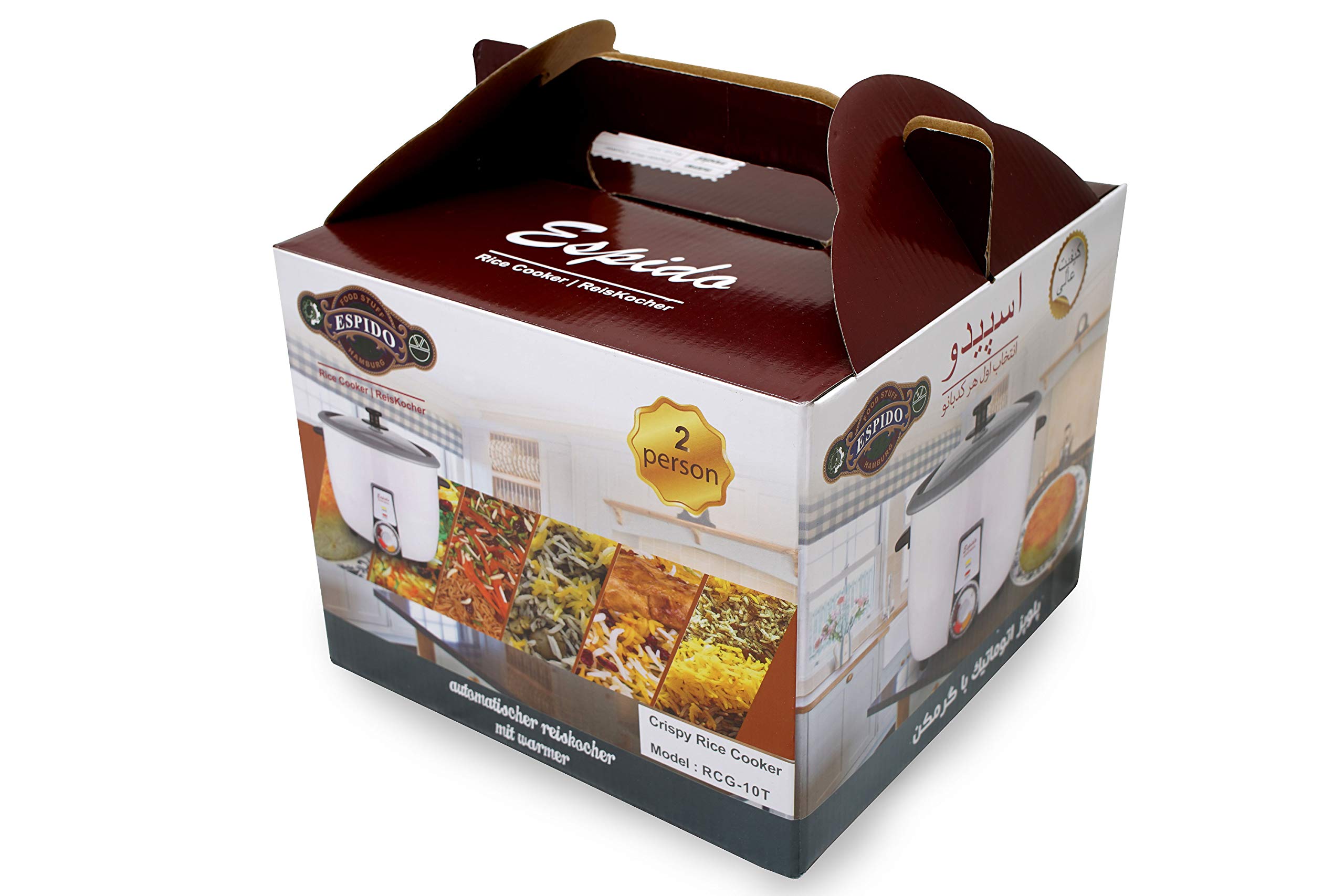 Persischer Reiskocher mit Tahdig Reiskuchen Tadig Reiskruste (1-2 Personen - 0,6 L - 300 Watt - RCG10T)