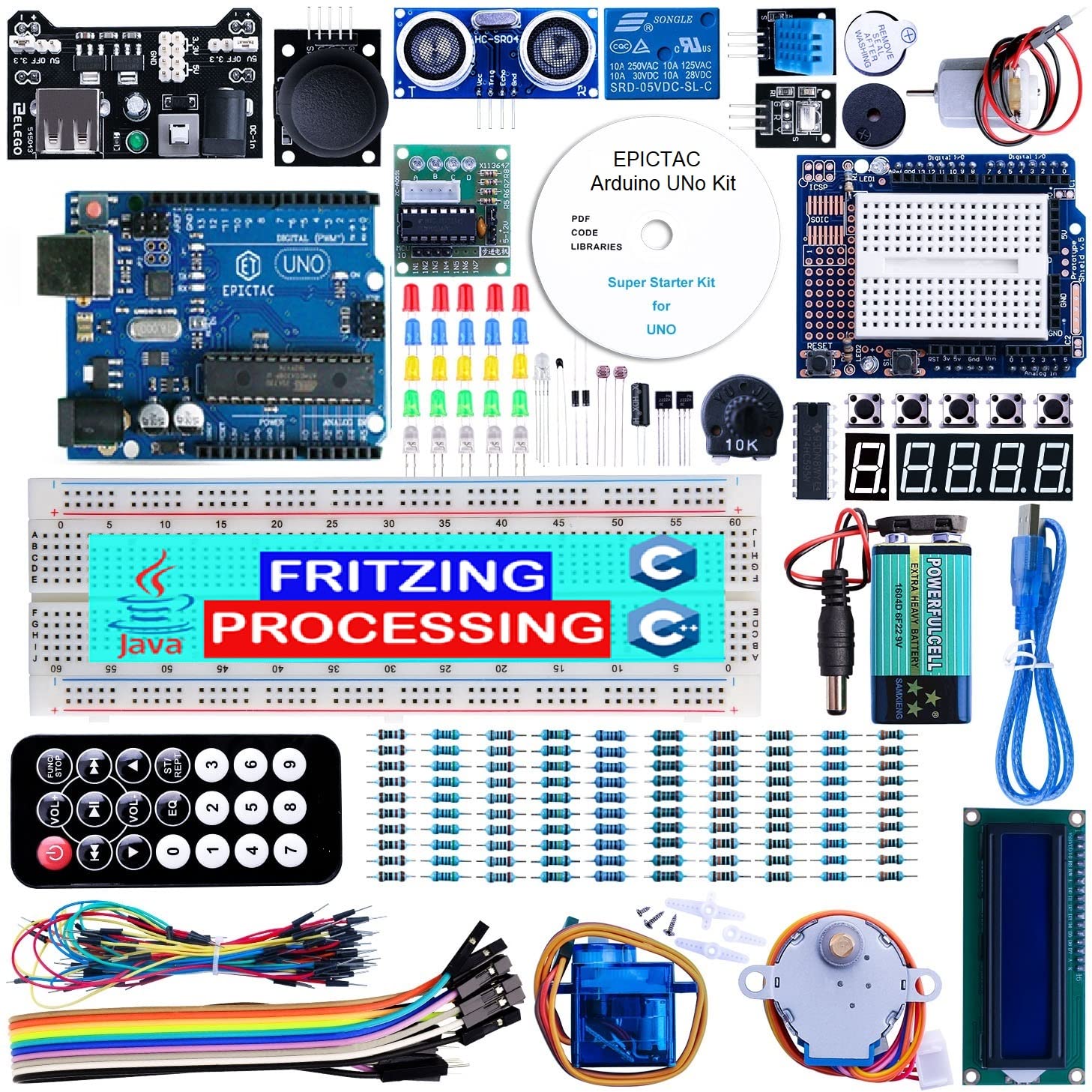 EPICTAC Super Starter Kit for Arduino UNO R3, DHT11, ULN2003, Joystick with 22 Projects Tutorial & Codes-image-47