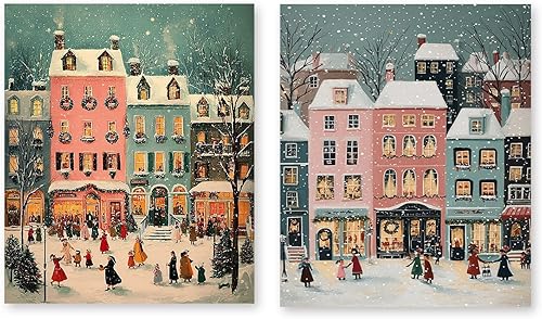 RLTXBUK Paquete de 2 kits de pintura de diamantes de Navidad vintage de invierno, arte retro de diamantes de imitación para adultos, niños y