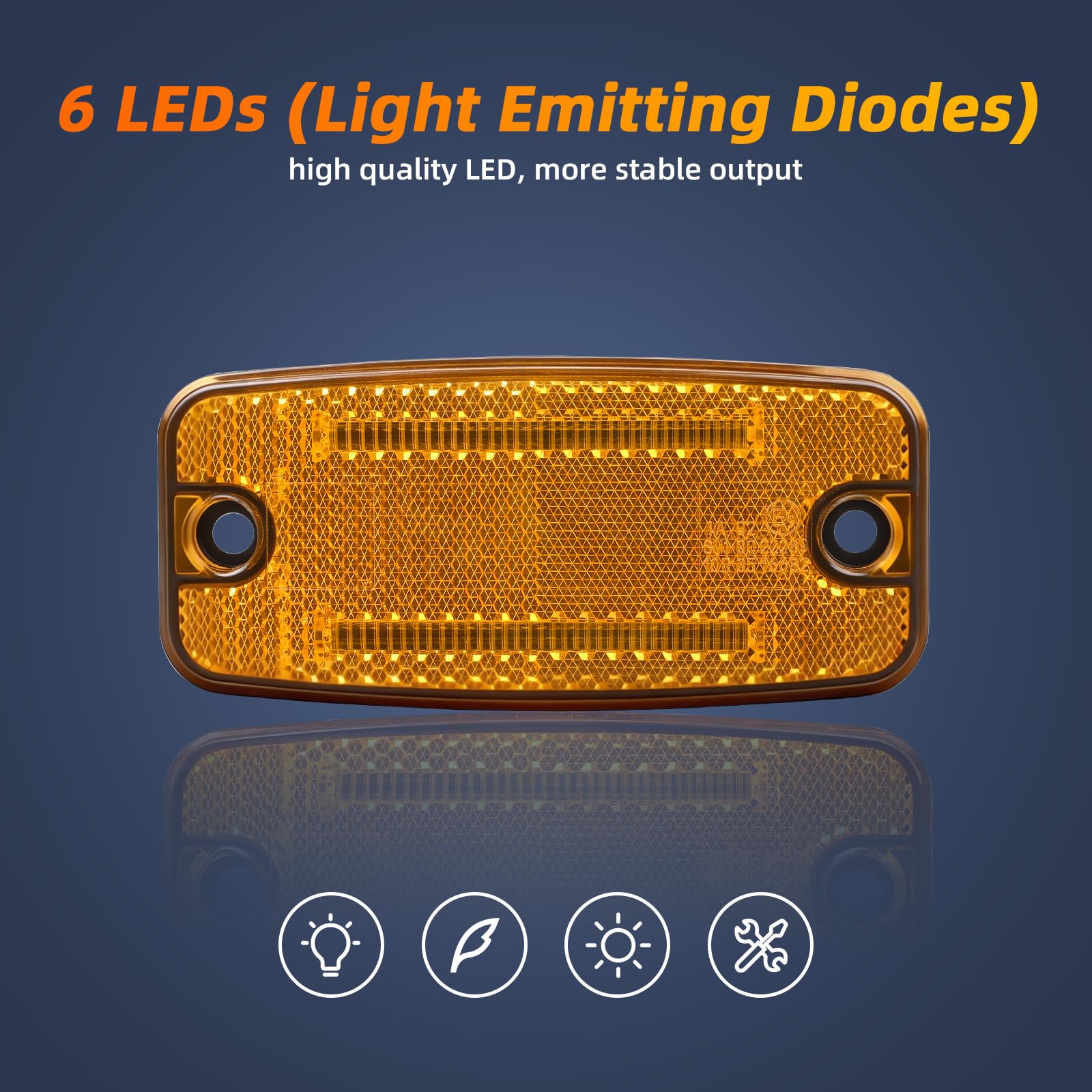 6x Amber LED Seitenmarkierungsleuchten Set – 12V/24V, ECE R91/R148 Zertifiziert, IP67 Wasserdicht – für Anhänger, LKW, Wohnwagen, Landmaschinen