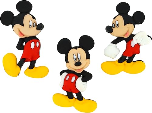 Botones de Mickey Mouse de Disney, adornos de botones de Disney para costura, manualidades, acolchado, álbumes de recortes, 2 poses de Mickey Mouse,