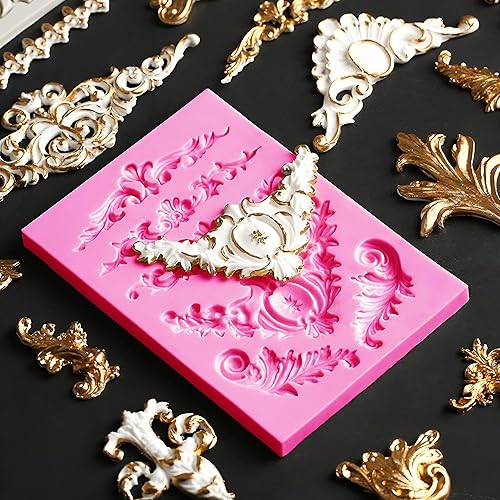 Miniatura 5 de 5 paquetes de moldes barrocos para fondant, bordes barrocos, moldes de silicona para decoración de pasteles