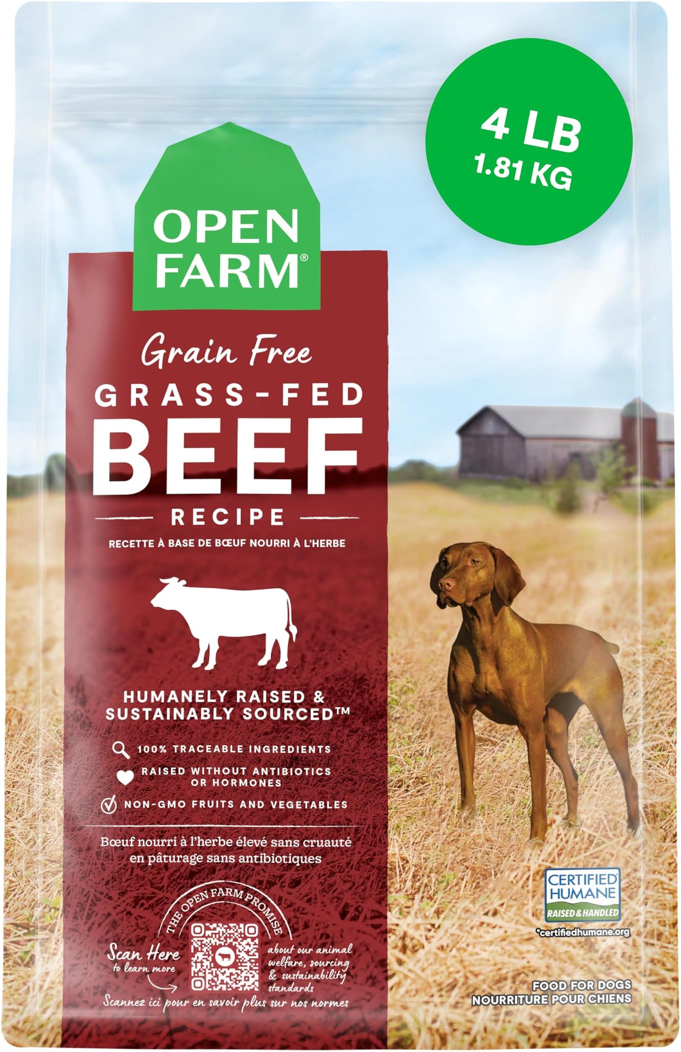 Open Farm Grain Free Grass-Fed Beef Dry Dog Food - 1.81KG