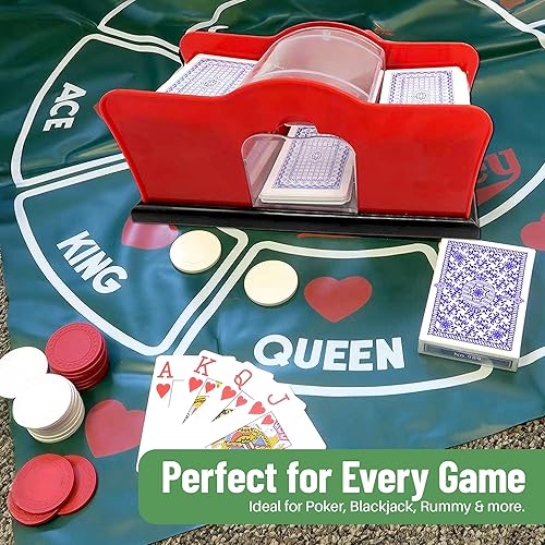 Miniatura 7 de Evelots Juego de cartas Shuffler - Soporte para 2 cartas de cubierta, sistema de manivela fácil, máquina barajadora de cartas, barajadora de cartas