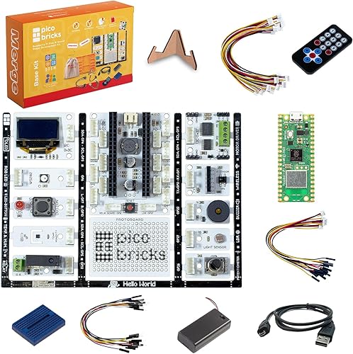 Miniatura 9 de Picobricks Raspberry Pi Pico W Kit de inicio con 12 sensores desmontables y extensa guía de aprendizaje, kit de Raspberry Pi, kit de entrenamiento