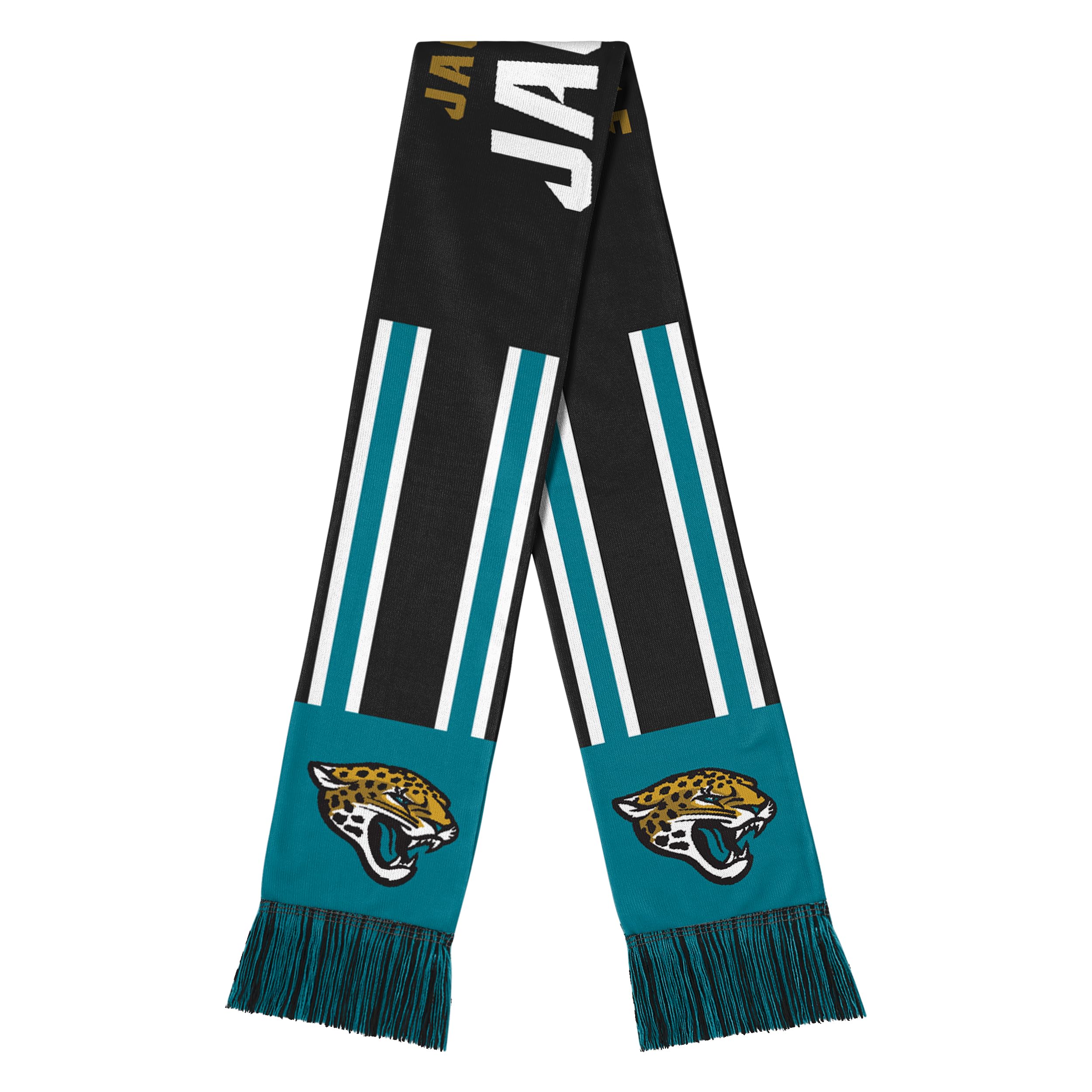 FOCO NFL Unisex-Adult Officially Licensed Team Color Stripe Wordmark Primary Logo Football Neck Warmer Scarf, Jacksonville Jaguars, One size