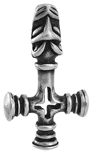 Sterling Silver Icelandic Wolf Cross, Thor's Hammer Necklace - SMALL, 3D Double Sided
