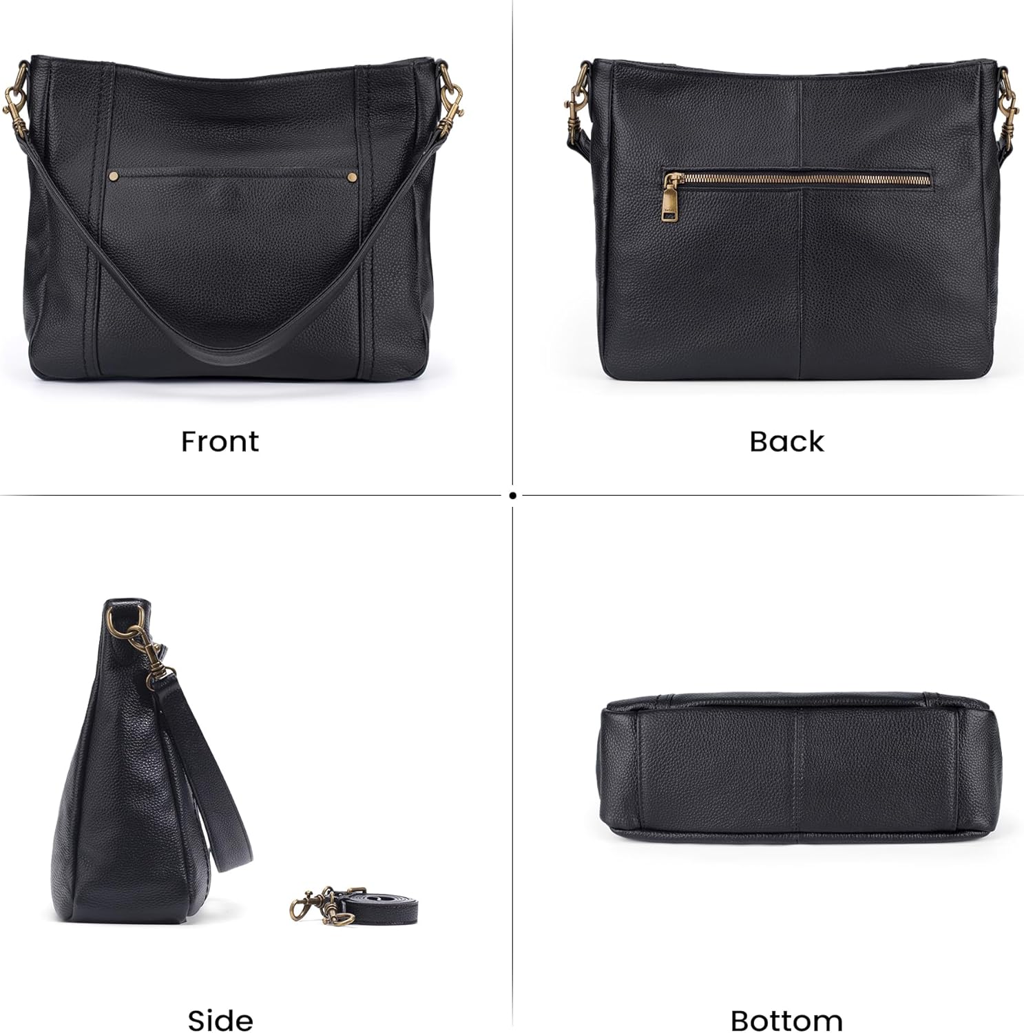 befen Genuine Leather Hobo Crossbody Bags for Women Retro Leather Purses Handbags Shoulder Bag with 2 Shoulder Straps - Image 6