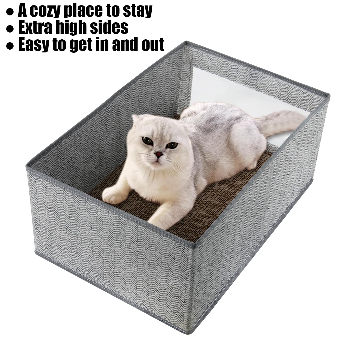 Kichwit Almohadillas rascadoras para gatos, 3 piezas de cartón rascador para gatos con una caja, tabla de rascar reversible para gatos (grande)
