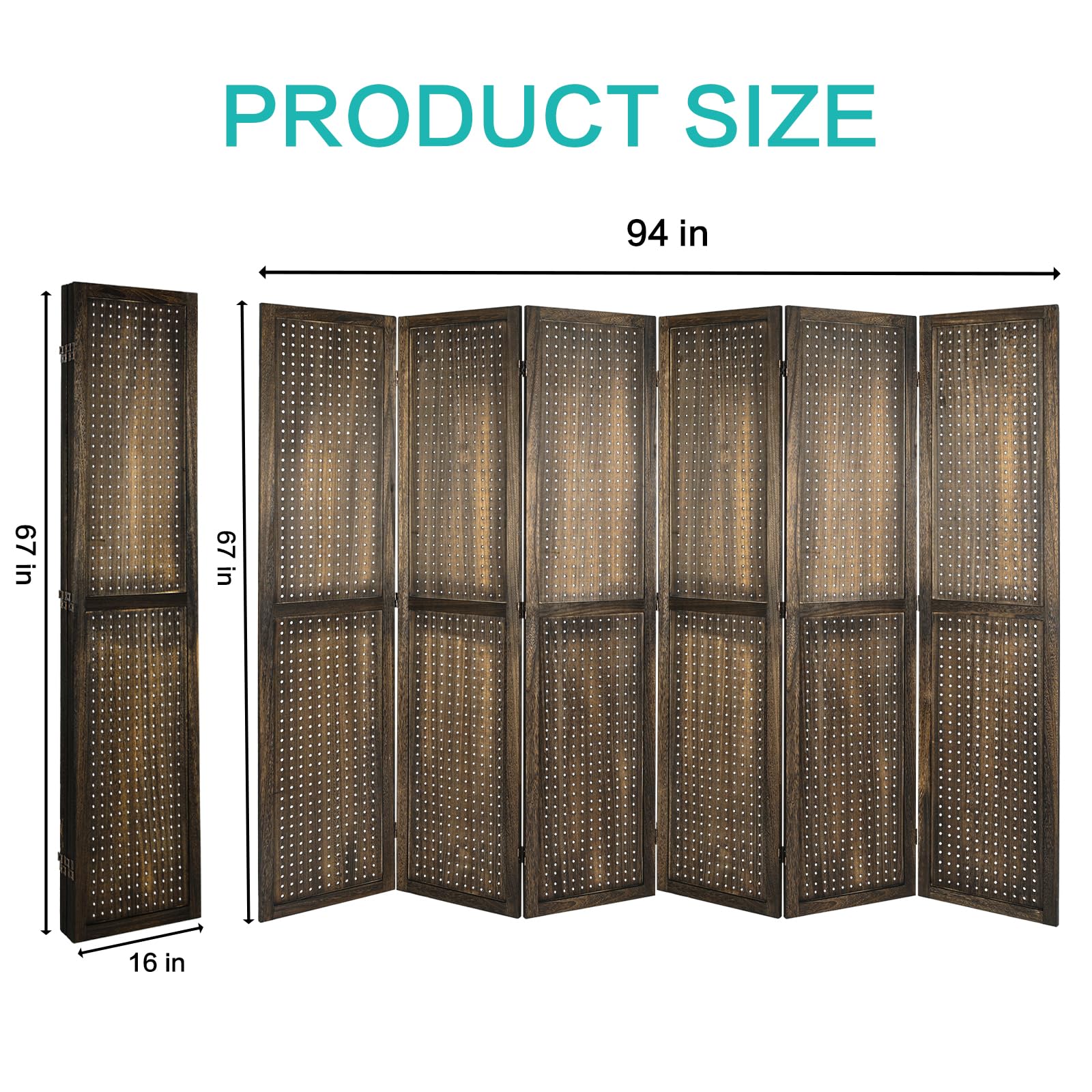Babion 6 Panel Pegboard Display, Peg Board Room Divider