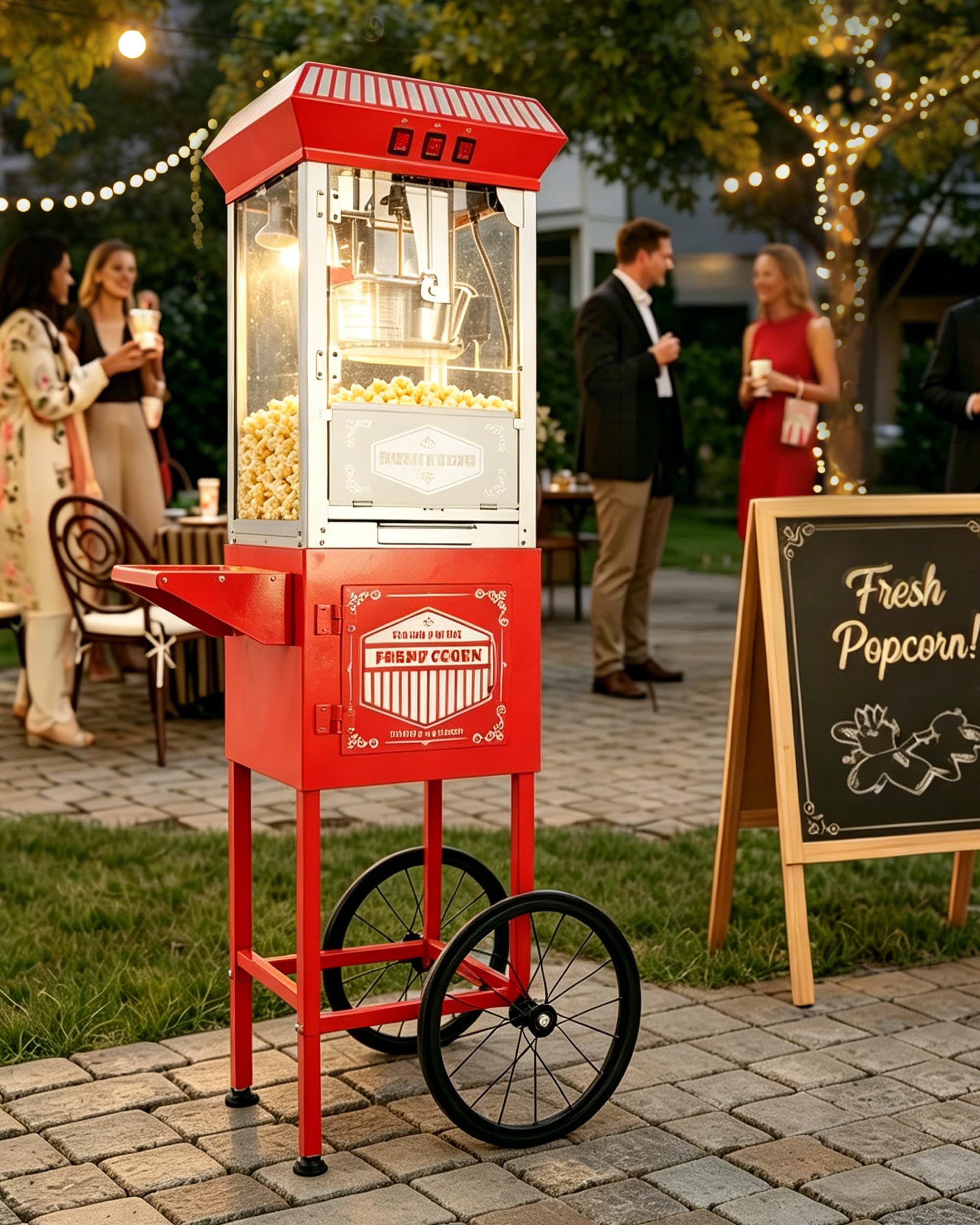 12 Oz Popcorn Machine with Cart for Home Party Office
