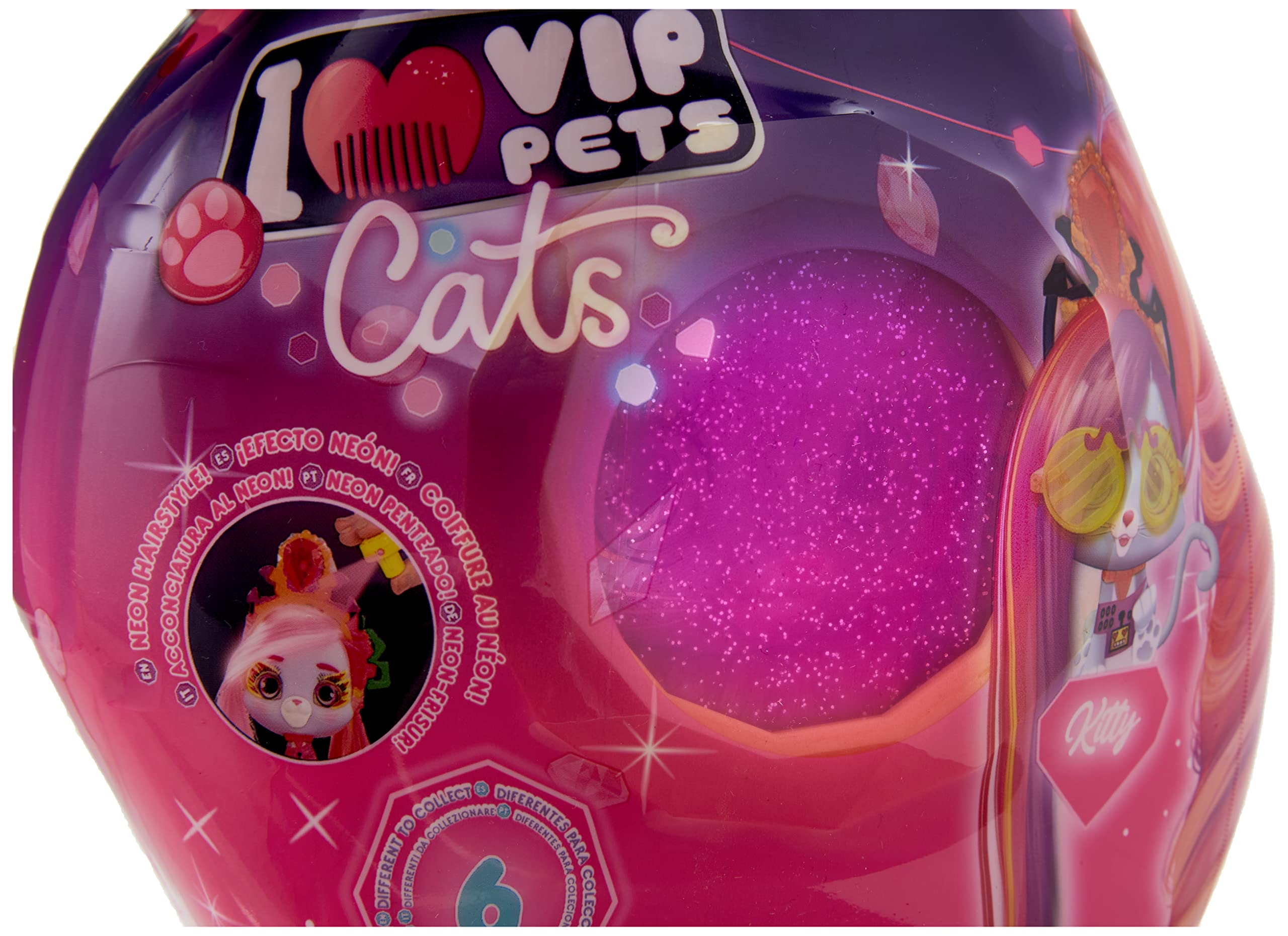 VIP Pets Cats Mystery – Kätzchen-Puppe Mit Leuchtenden Haaren, UV-Taschenlampe & 15 Zubehörteilen, Für Kinder Ab 3