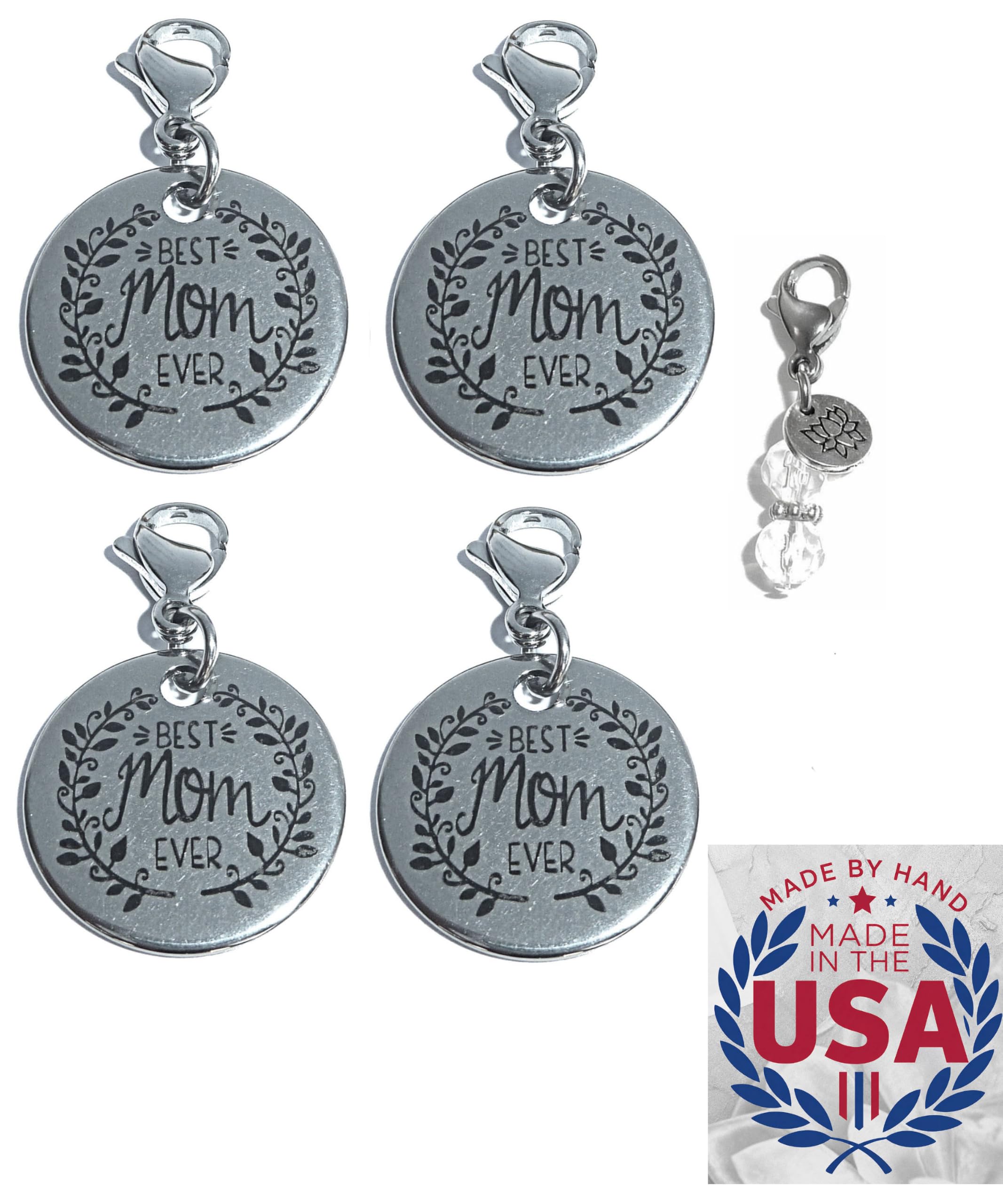 Hidden Hollow Beads 4 Clip On Charms for Purse, Handbag, Keychain, Zipper Pull, Backpack, Jewelry Accessory, USA