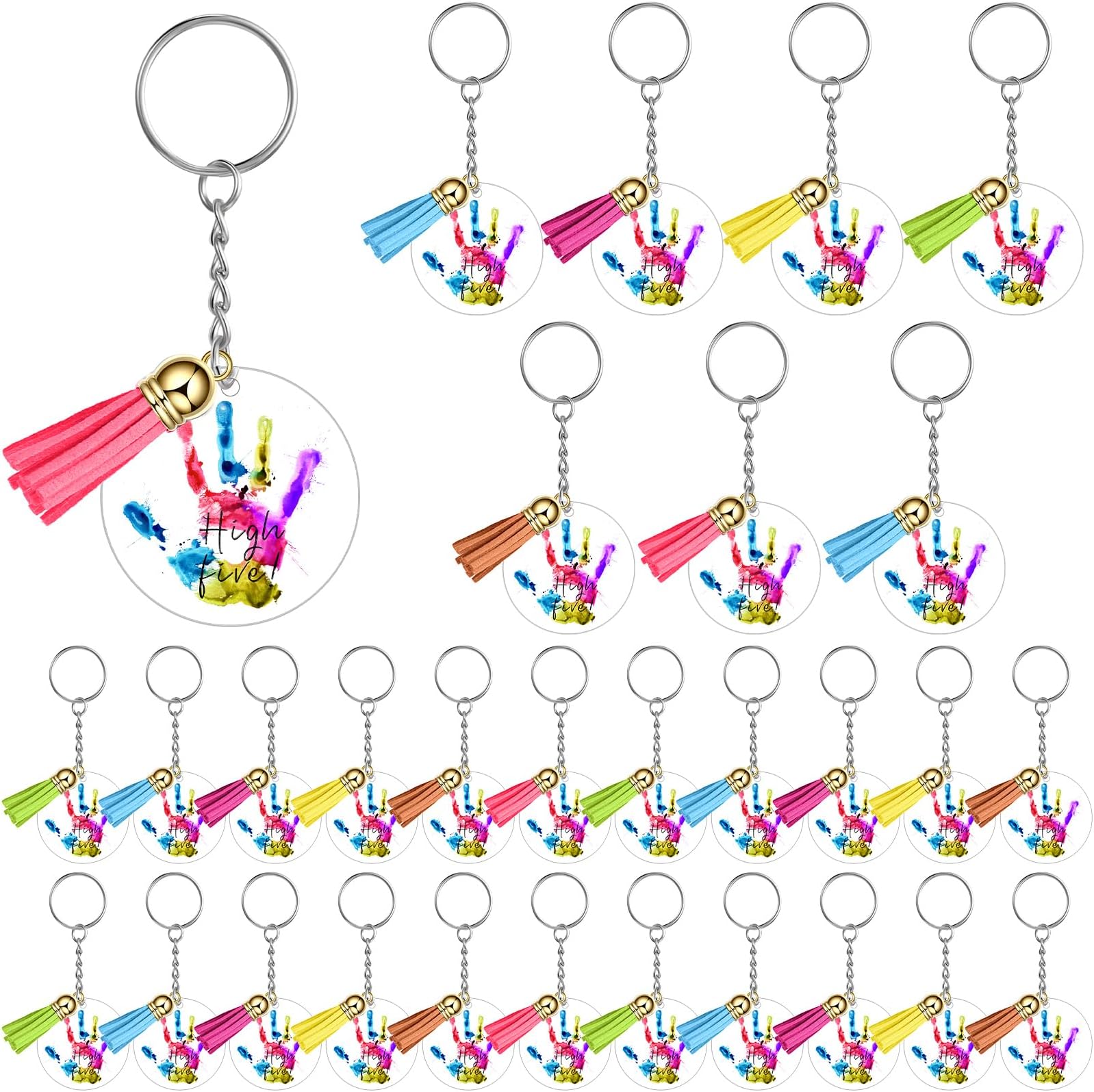 Remuuly 60 Pcs Autism Awareness Gift Keychains High Five Inspirational Keychains Positive Acrylic Mental Health Awareness Gift autism christmas decorations for adults Office Supplies Fundraisers
