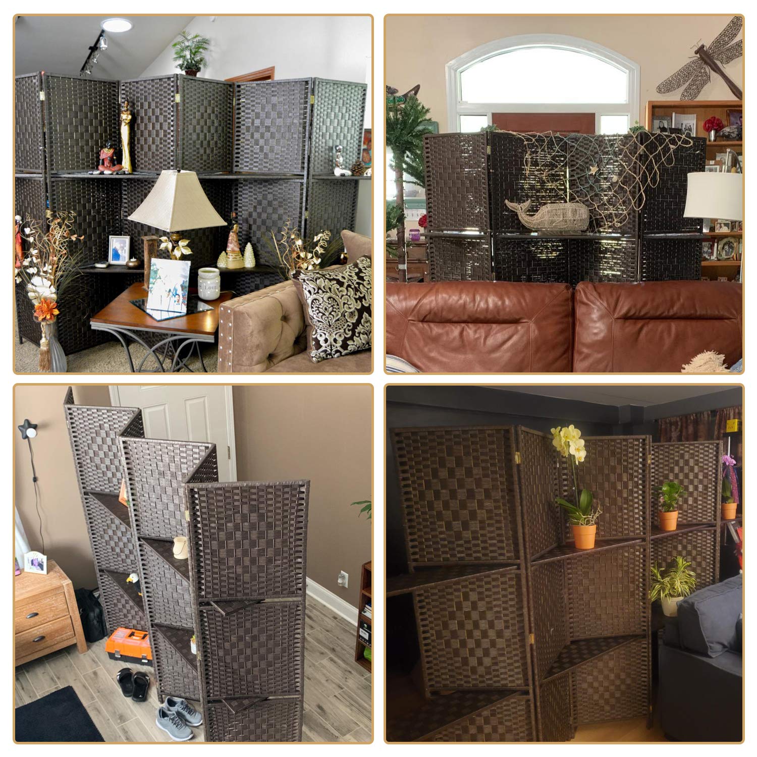 6 ft Tall (Extra Wide) Room Divider Diamond Weave Fiber, Wall divider