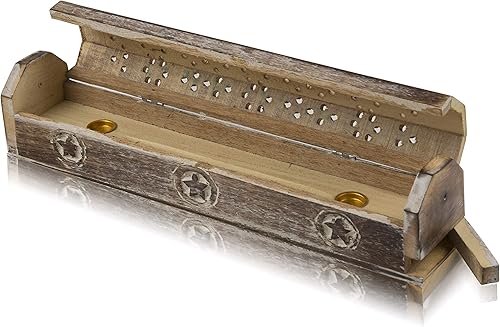 Miniatura 8 de Soporte para barra de incienso de madera y quemador de cono, ataúd con compartimento de almacenamiento, soporte orgánico ecológico para agarrbatti,
