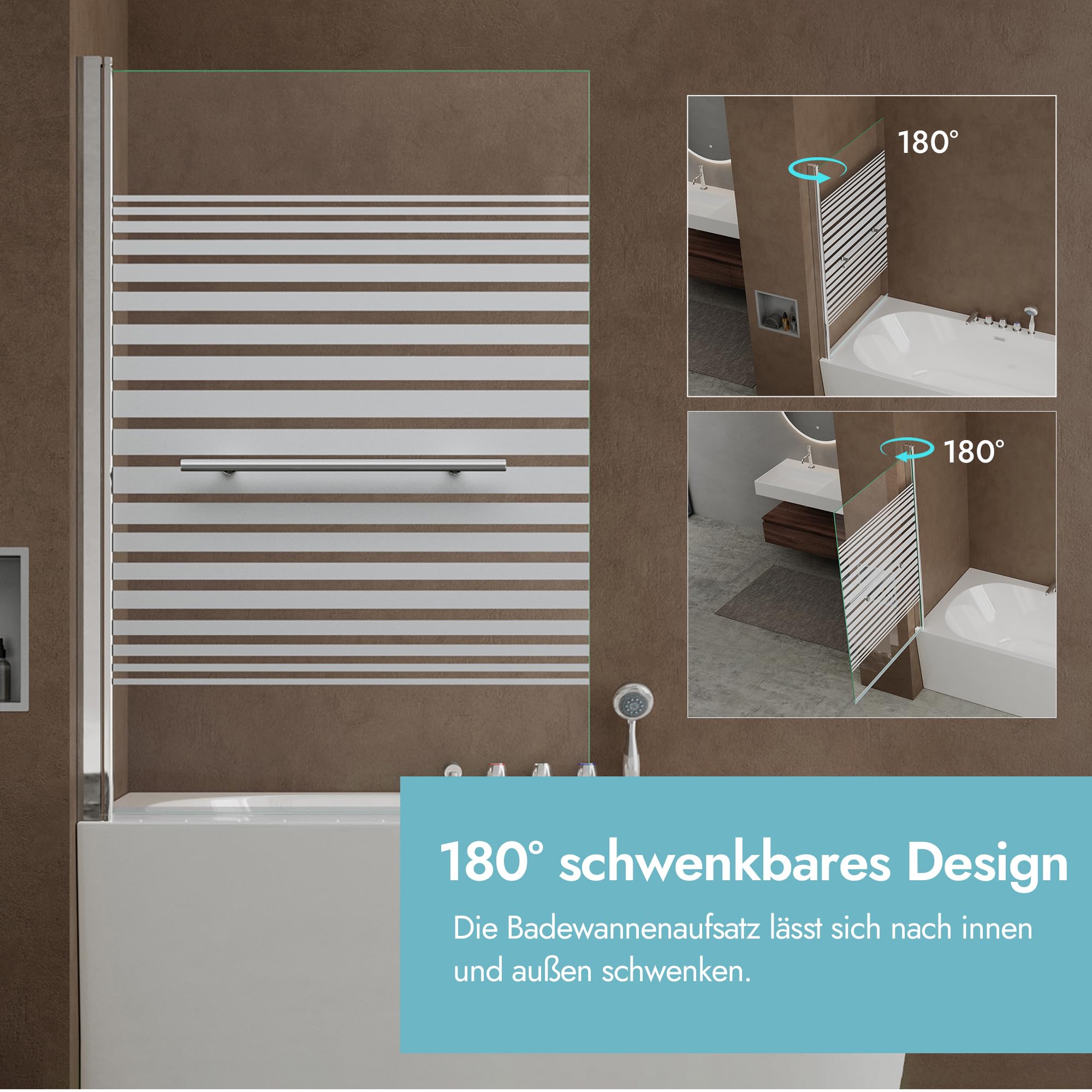 doporro Duschwand für Badewanne 90x140 cm Badewannenaufsatz Teilsatiniert