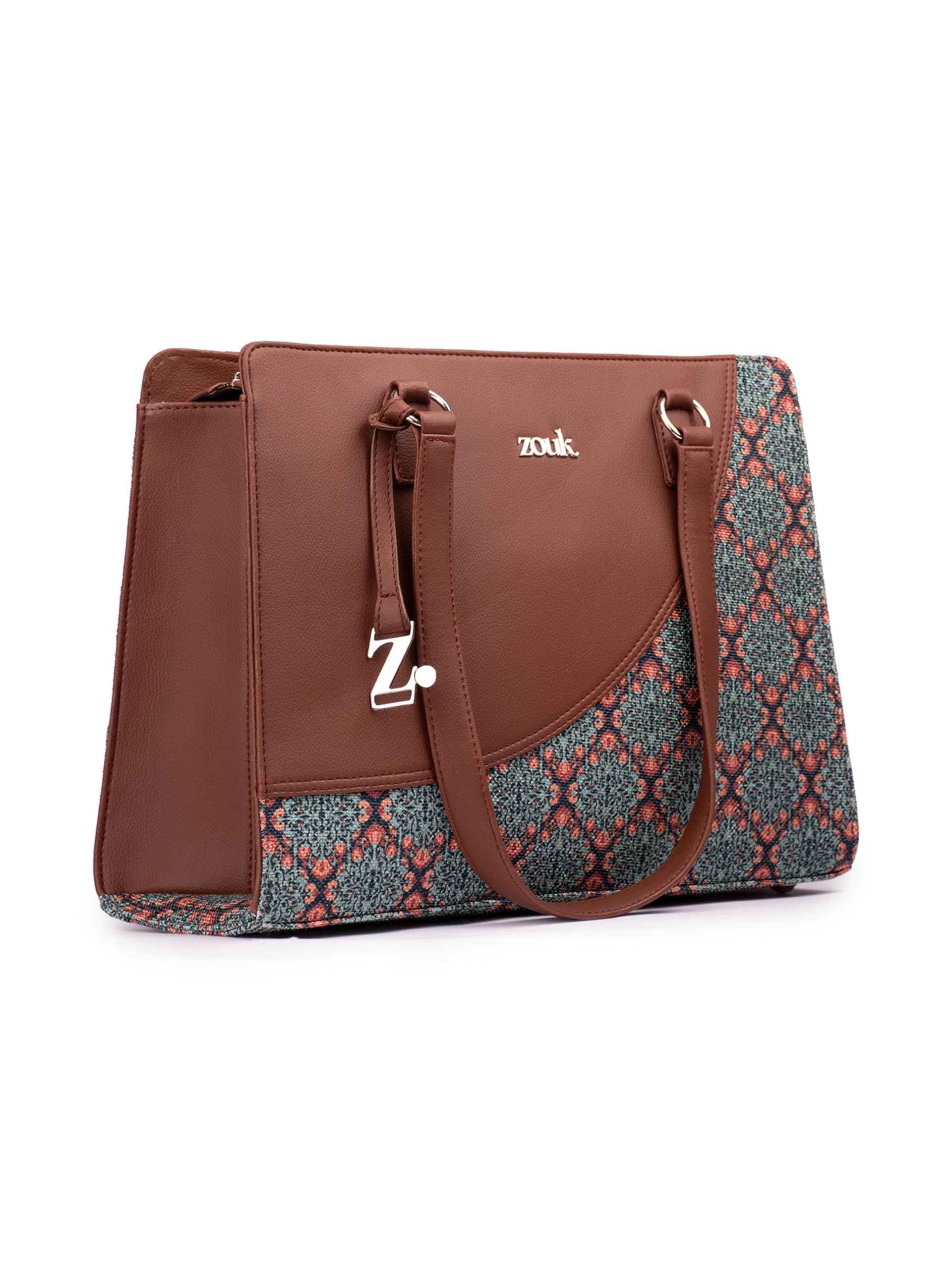 ZOUK Kolkata Nouveau Office Essential Bag | Jute | Vegan Leather Handcrafted Tote Bag With Double Handle Shoulder Strap| Green (B0DGQLK3Q5) Amazon Price History, Amazon Price Tracker