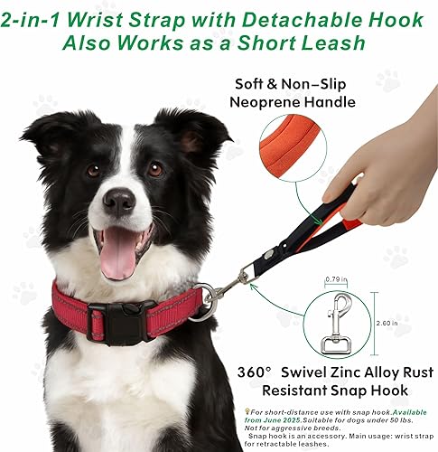 Miniatura 3 de Correa de muñeca para correa retráctil para perro, correa de seguridad ajustable con forro de neopreno suave y gancho bloqueable para control de