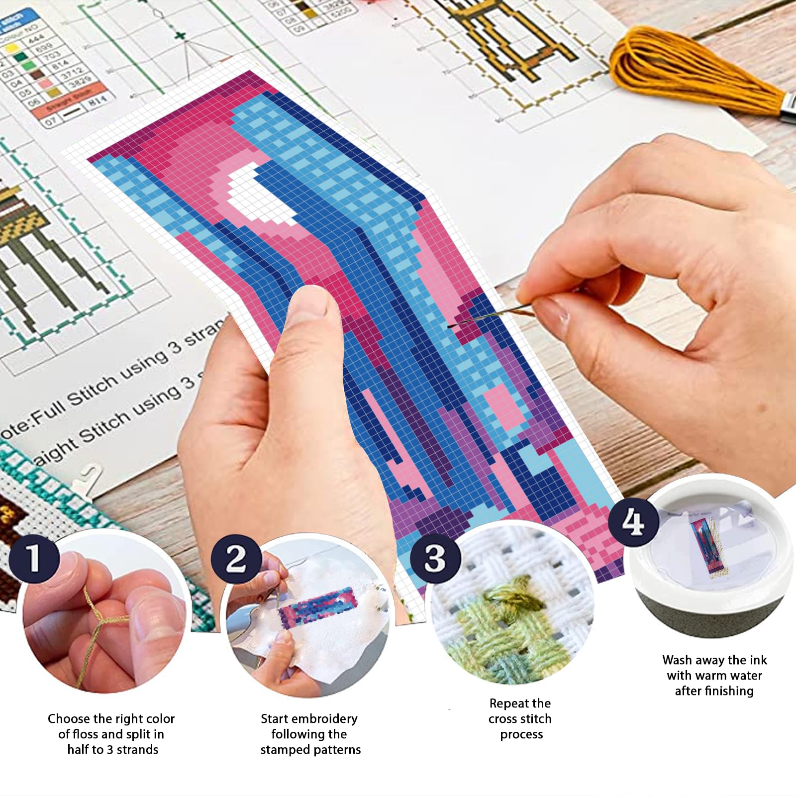 Cadeau Amateur Lecture FREEBLOSS 6 Ensemble De Marque Pages Au Point De Croix Kit De Broderie Au Point De Croix Avec Motifs De Jeux Vidéo Rétro Kit De Marque Pages DIY Avec