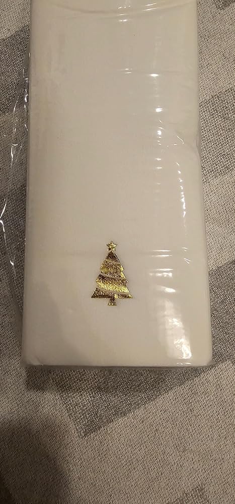 Goodluck 50 Pack Disposable Gold Christmas Tree Napkins for Party, Dinner, Wedding