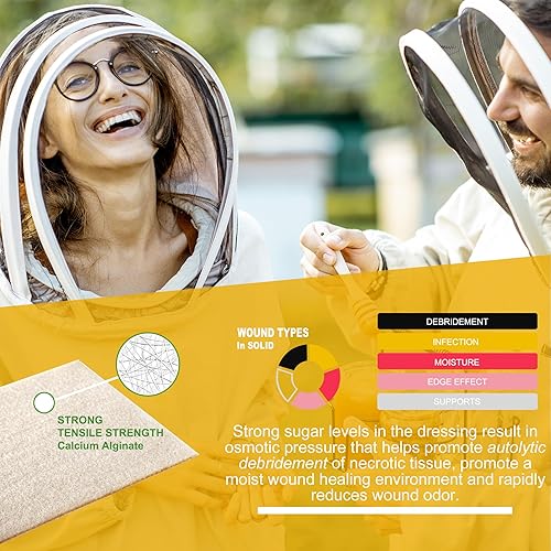 Miniatura 4 de MarvellHealth Apósito de alginato de calcio de miel de 4.25 x 4.25 pulgadas, paquete de 10 almohadillas estériles individuales, miel de leptospermum