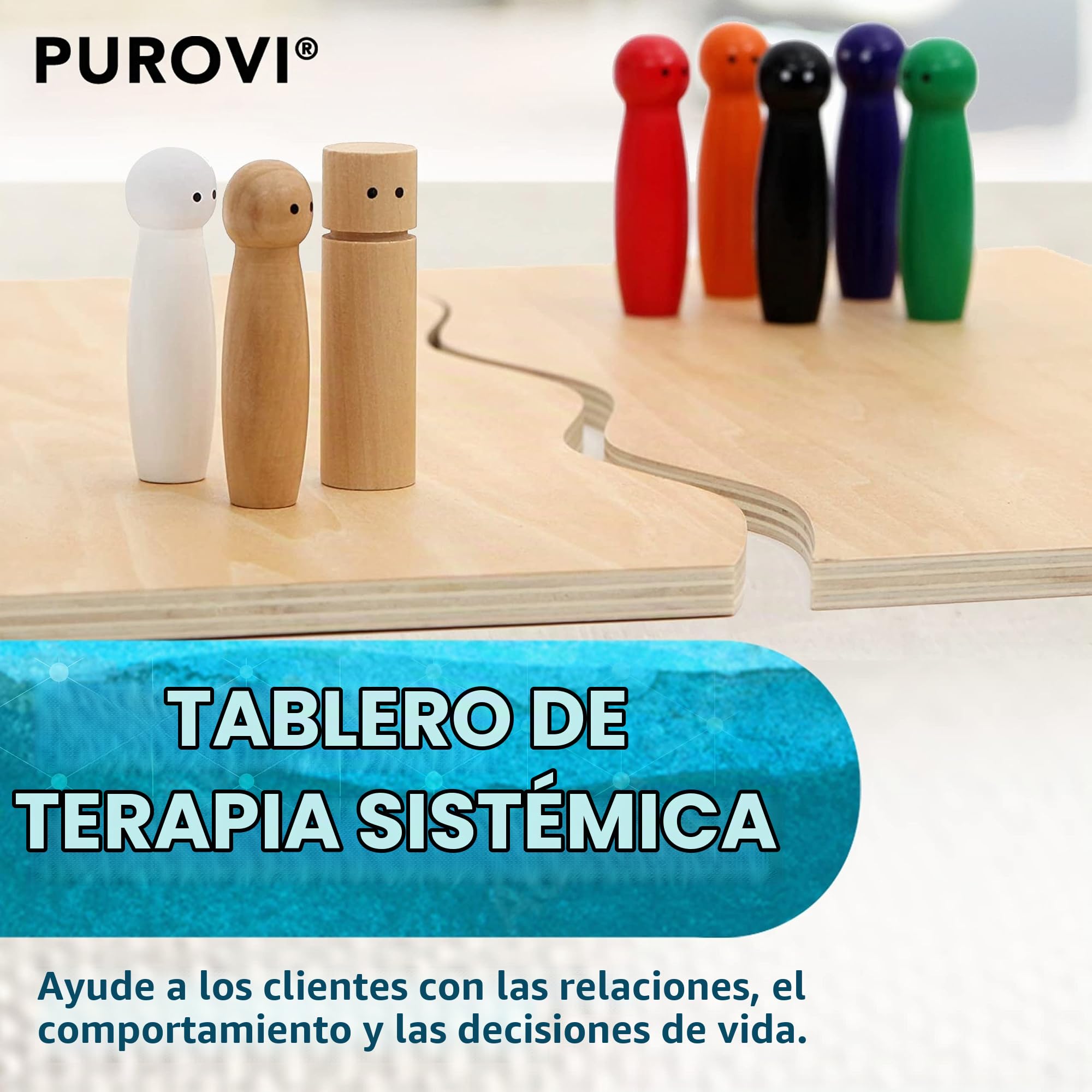 Purovi Joy Juego de Mesa - Set de 28 Muñecos Pequeños de Madera para Juegos en Familia - Juego Educativo para Entrenamiento y Terapia Familiar
