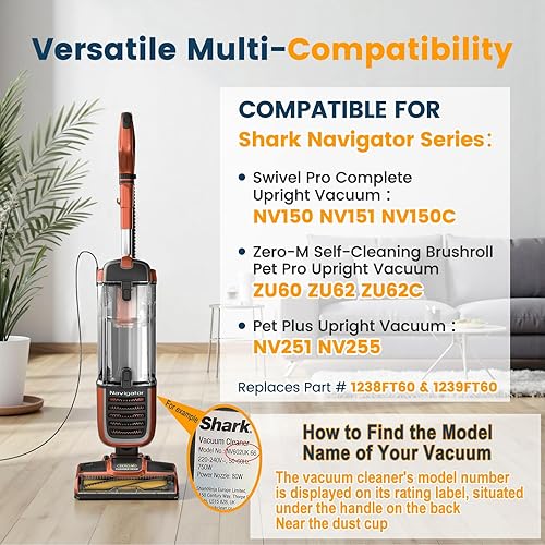 Miniatura 4 de Colorfullife Filtros para Shark Navigator Zero-M Cepillo autolimpiante Pet Pro Aspiradora vertical ZU60 ZU62 ZU62C NV251, NV255, piezas de repuesto