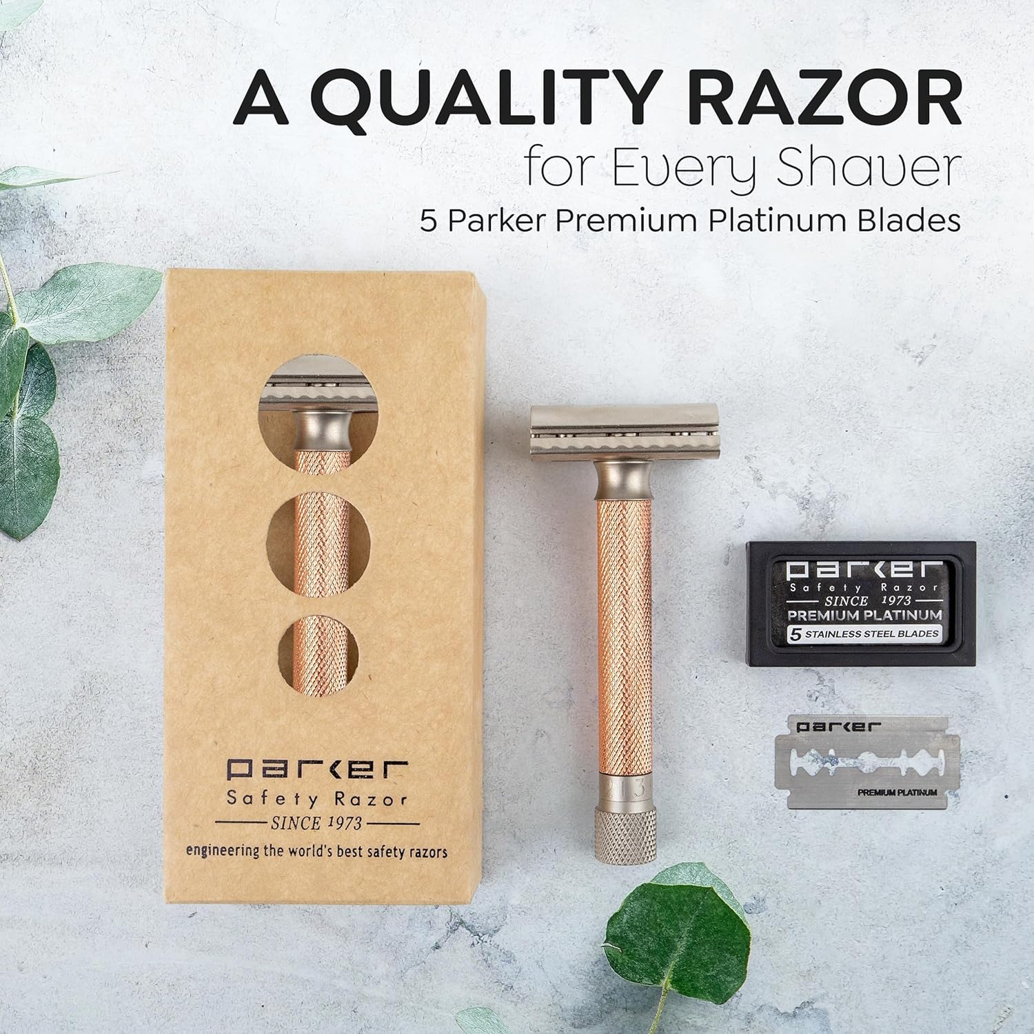 Parker safety razor Variant Roségold + 5 Rasierklingen