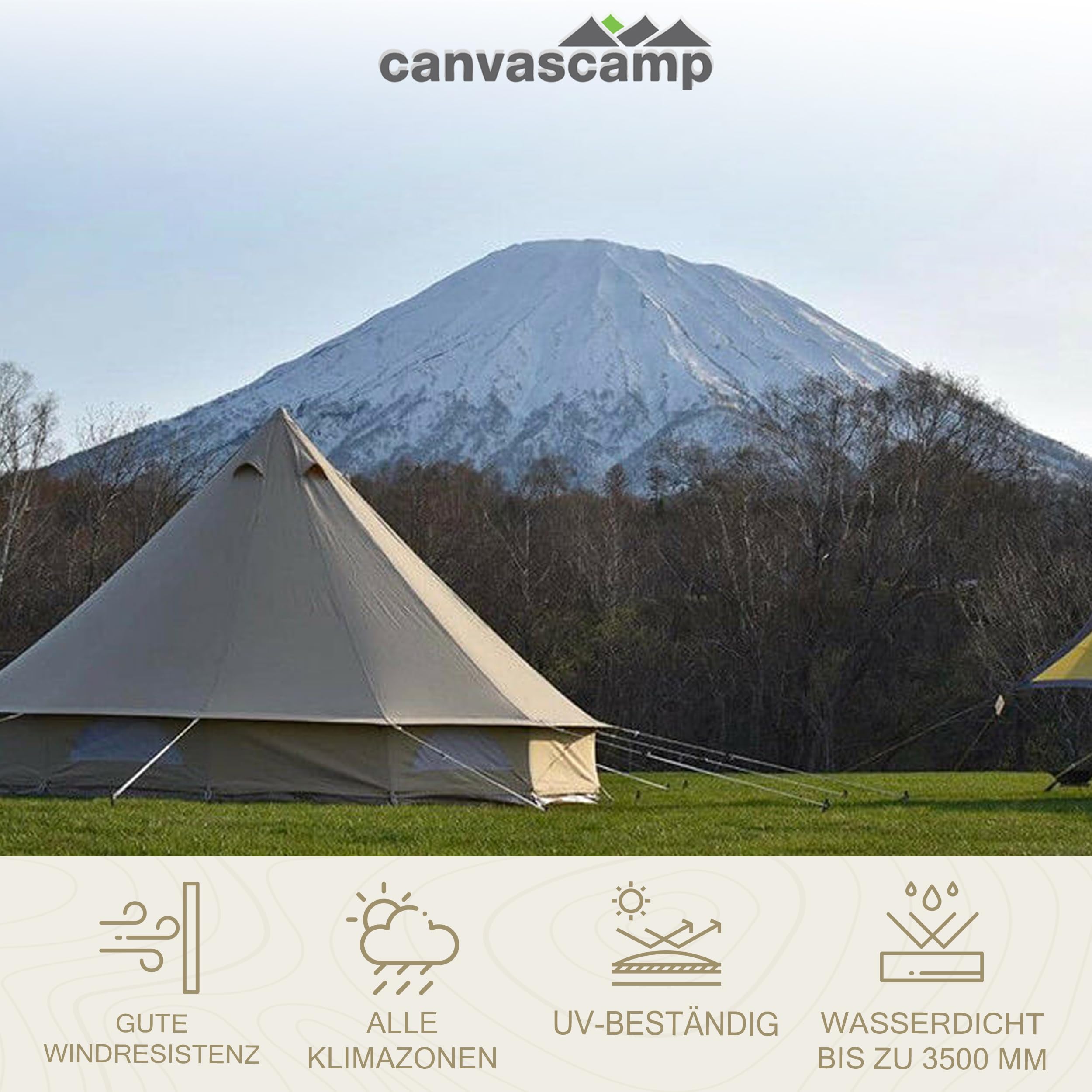 CanvasCamp Sibley 400 Pro Glamping Tent for 4 People - 100% Cotton