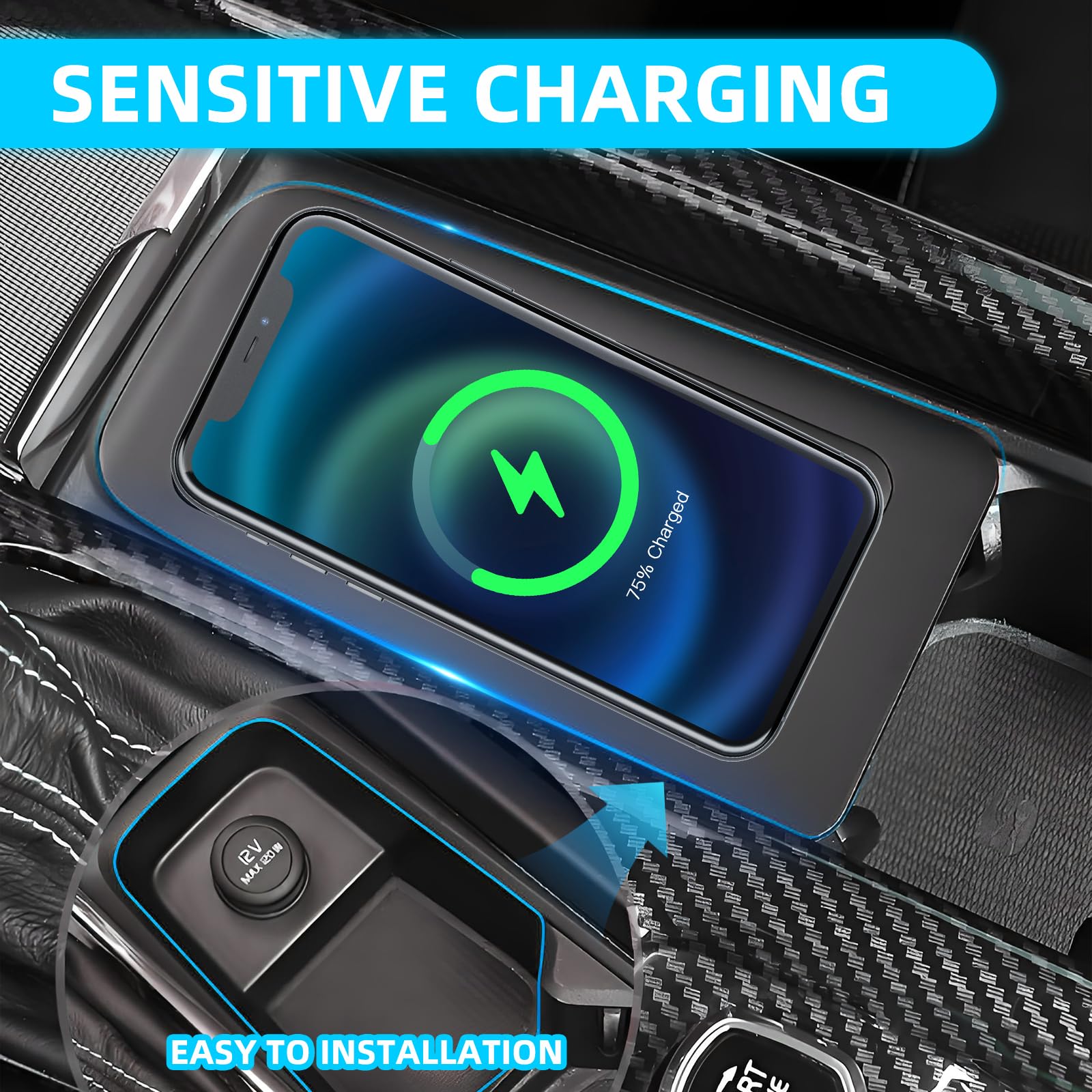 XC60 XC90 bezprzewodowa ładowarka, bezprzewodowa ładowarka samochodowa WPC Qi 1.2 z 2 portami USB, ładowarka 15 W ABS do bezprzewodowej ładowarki, dostosowanie indukcji do S60/V60/XC60/S90/V90/XC90