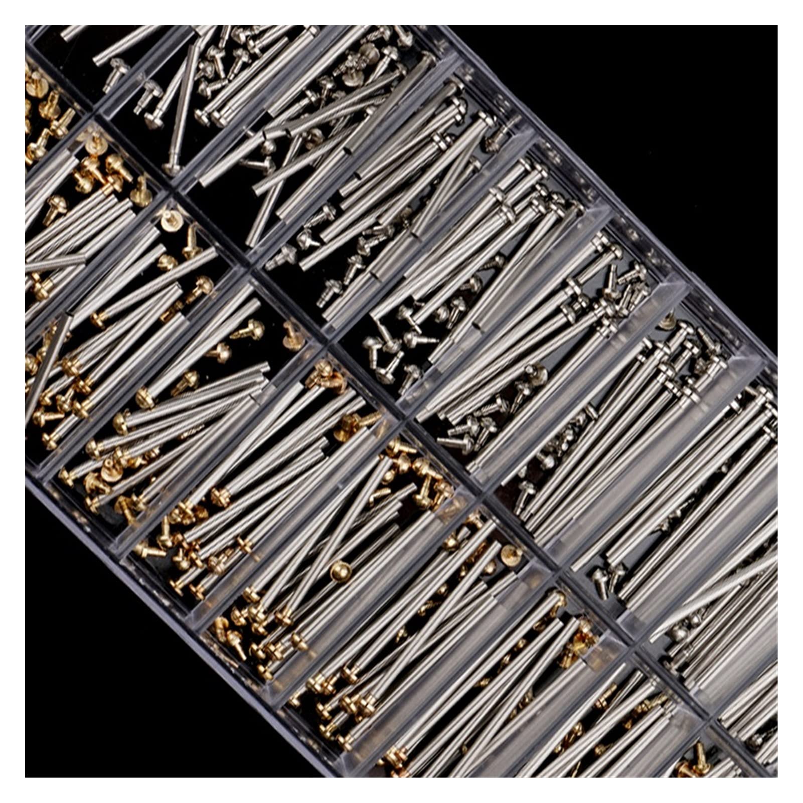 1 Caja de Herramientas de reparación de Relojes, Kit de Tornillos para Correas de Reloj, Surtido de pasadores de fricción para Tubos, Correas, Pulseras, Remaches, Extremos de 10 mm a 28 m(