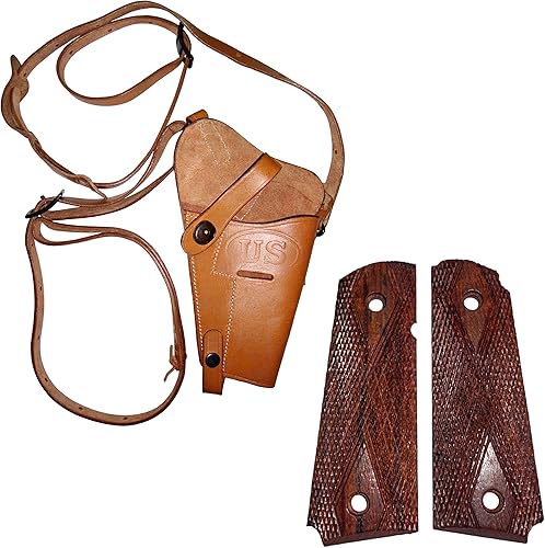 US WWII .45 Cal M7 Funda de hombro marrón con agarres de madera