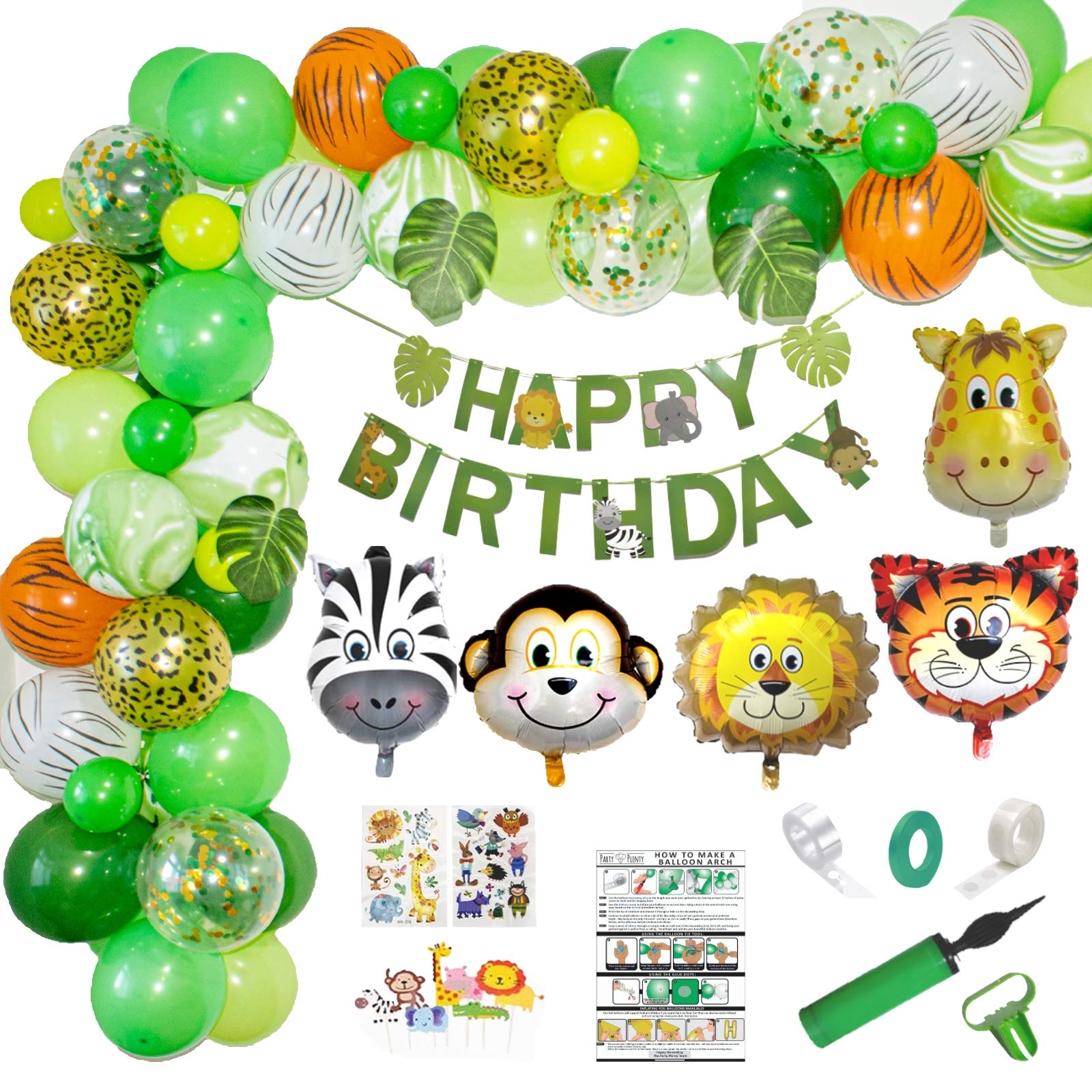 Buy Party Plenty Safari Jungle Balloon Arch Kit with Pump, Birthday
