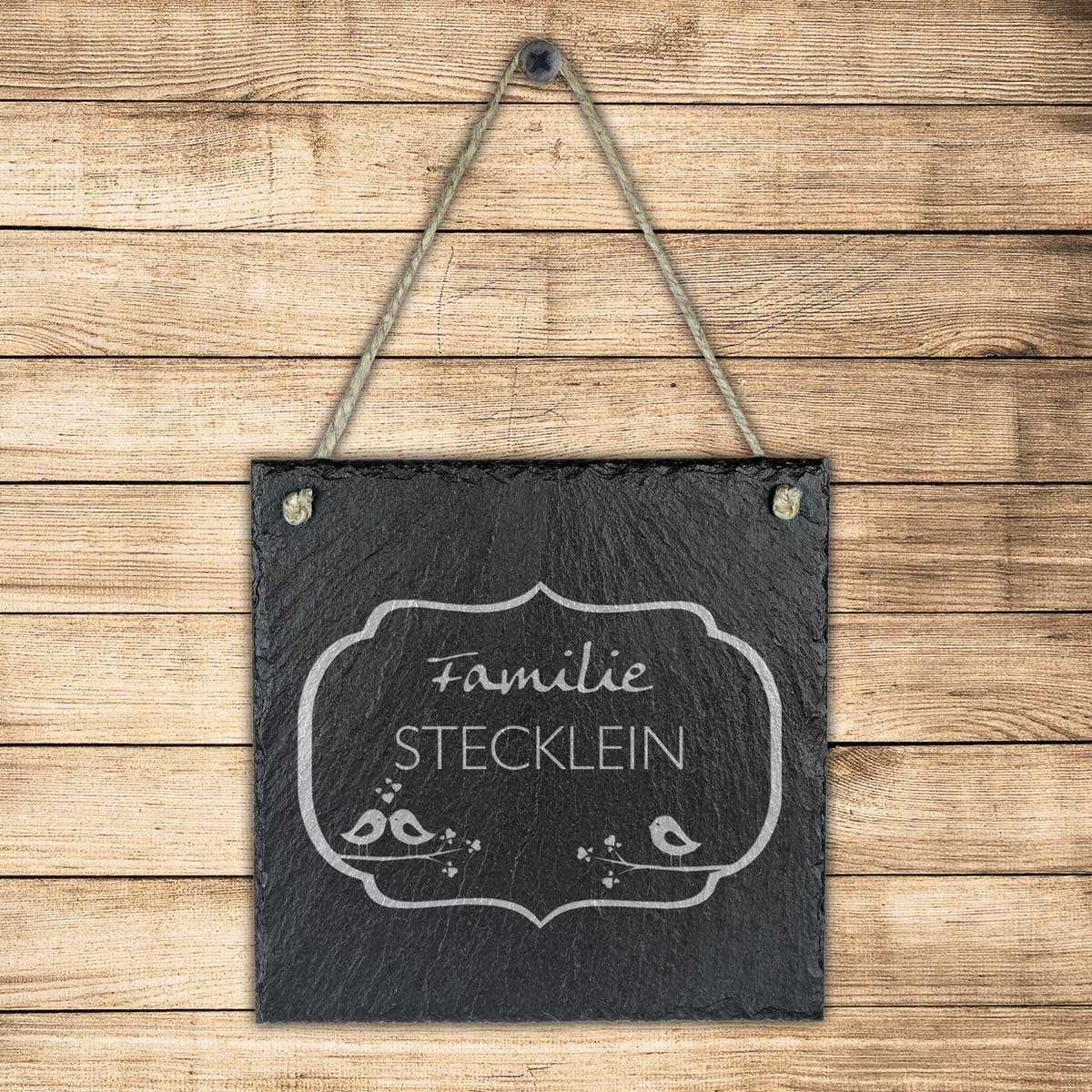 Targa In Ardesia Personalizzata Con Nomi E Incisione Cervi – Regalo Di Nozze Originale Per Coppie – Targhetta Da Porta 25x10 Cm Con Spago