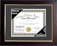 Vista 33 de Creative Picture Frames Marco de diploma de caoba de 7 x 9 pulgadas con borde dorado, incluye caballete de vidrio negro y ganchos de pared
