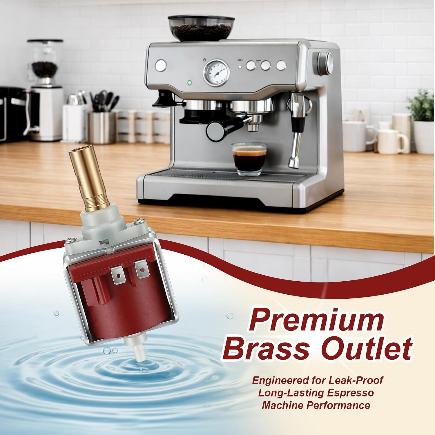 Dreyoo 52w Espresso Machine Vibratory Pump Replacement, 120V 60Hz Coffee Machine Water Pump, Brass Outlet, Compatible with Multiple Espresso Machines, Compatible with ULKA EAX5