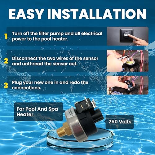 Miniatura 3 de Pentair 42001-0060S Reemplazo del interruptor de presión de agua | Ideal para calentador de piscina y spa | Piezas de repuesto y accesorios para