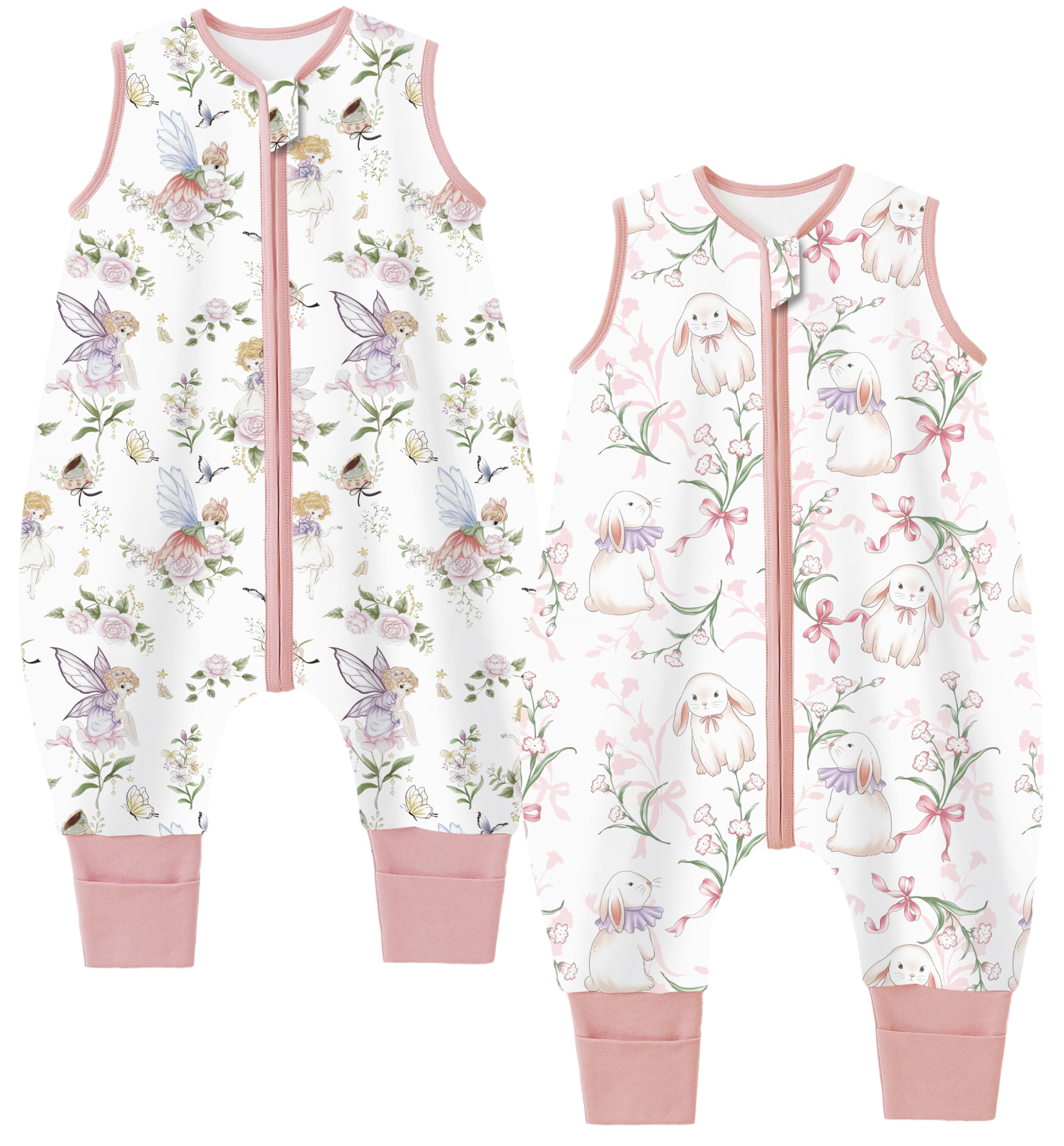 Chilsuessy Baby Schlafsack mit Füßen 2er Pack 1 Tog Kinder Sommer Schlafsack mit Beinen 100% Baumwolle Schlafstrampler für Jungen Mädchen