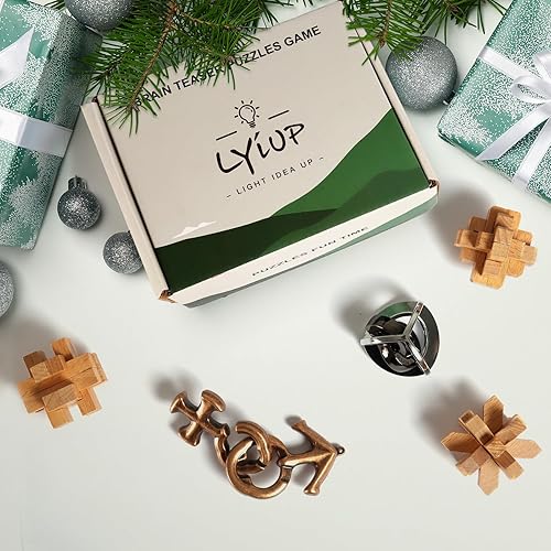 Miniatura 5 de LYiUP Rompecabezas de madera y metal, 6 piezas, desbloqueo 3D, rompecabezas entrelazado para niños y adultos, juguete educativo