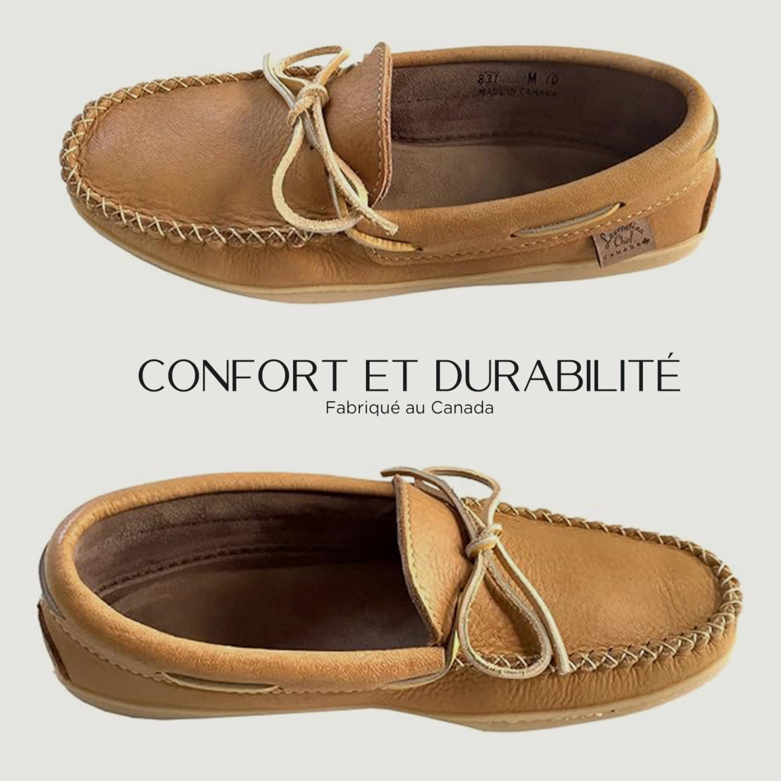 Mocassin Homme Cuir Véritable, Fabriqué au Canada, Qualité Premium | Confortables et Durables, Mocassins Homme Classiques, Décontractée, Souples, Semelles en Caoutchouc, Été, Printemps, Automne