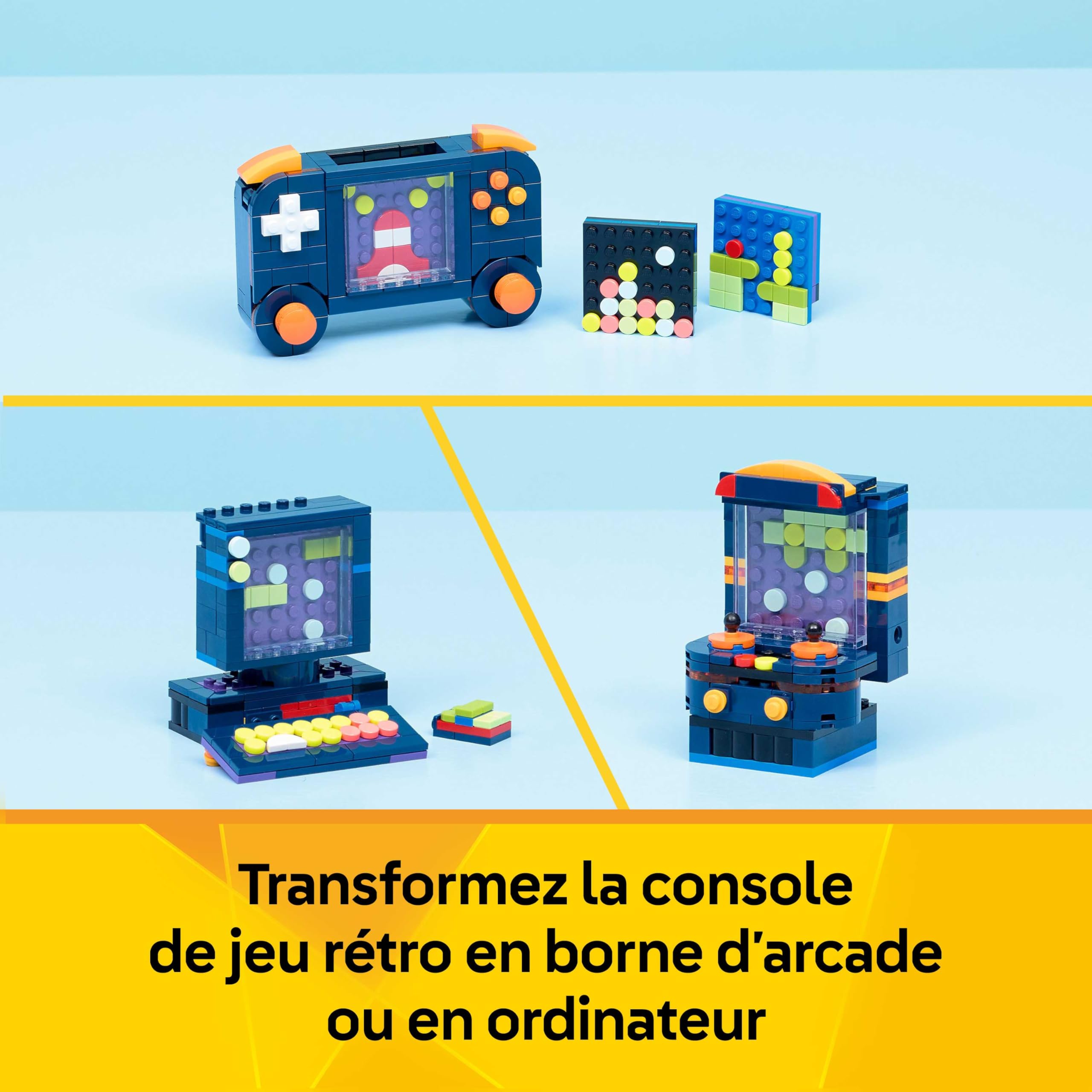 LEGO Creator 3-en-1 La Console de Jeu Rétro - Jouet de Construction Se Transformant en Borne d’Arcade ou Ordinateur avec Clavier & Souris - Idée de Cadeau Gaming pour Garçon ou Fille dès 8 Ans 31380
