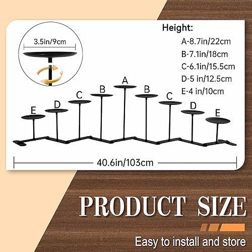 Miniatura 3 de Candelabro de hierro negro Candelabro Decoración ajustable del soporte del centro de la chimenea para la vela del pilar