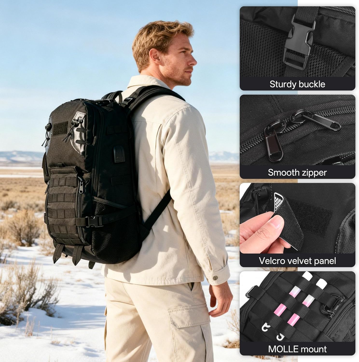 gracedon Military Tactical Backpack, Men's MOLLE 3 Day Assault Rucksack for Outdoor Hunting Camping - Image 5